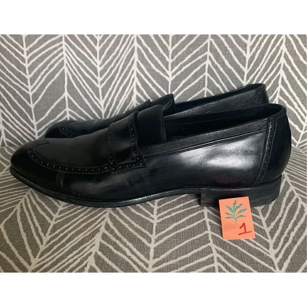 Johnston & Murphy Aristocraft LOAFER wingtip Black Leather Dress Shoes men 9.5